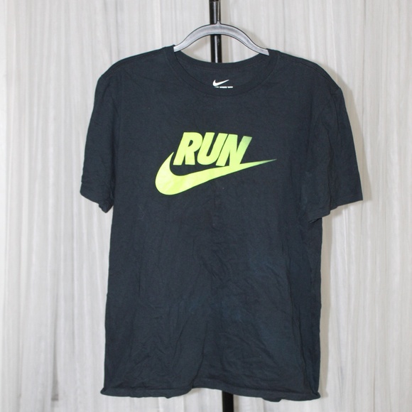 Nike “RUN” Graphic Tee – Black/Neon Green.  Sz L - Picture 1 of 6